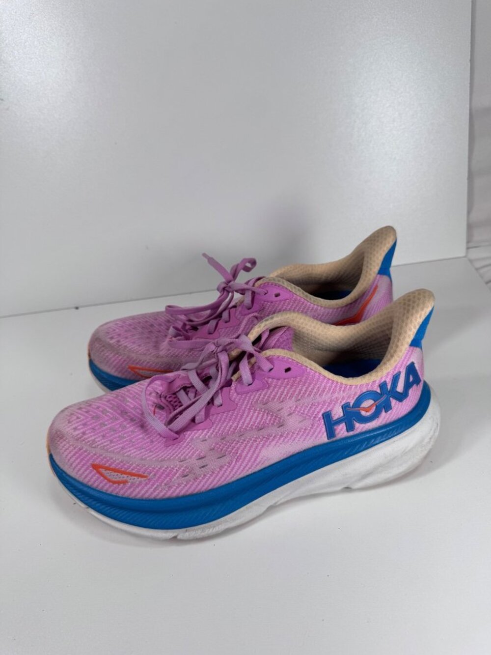 Hoka Running Shoes Clifton 9 Pink Women 8.5 8.5B 40.5 Athletic Jogging Sneakers